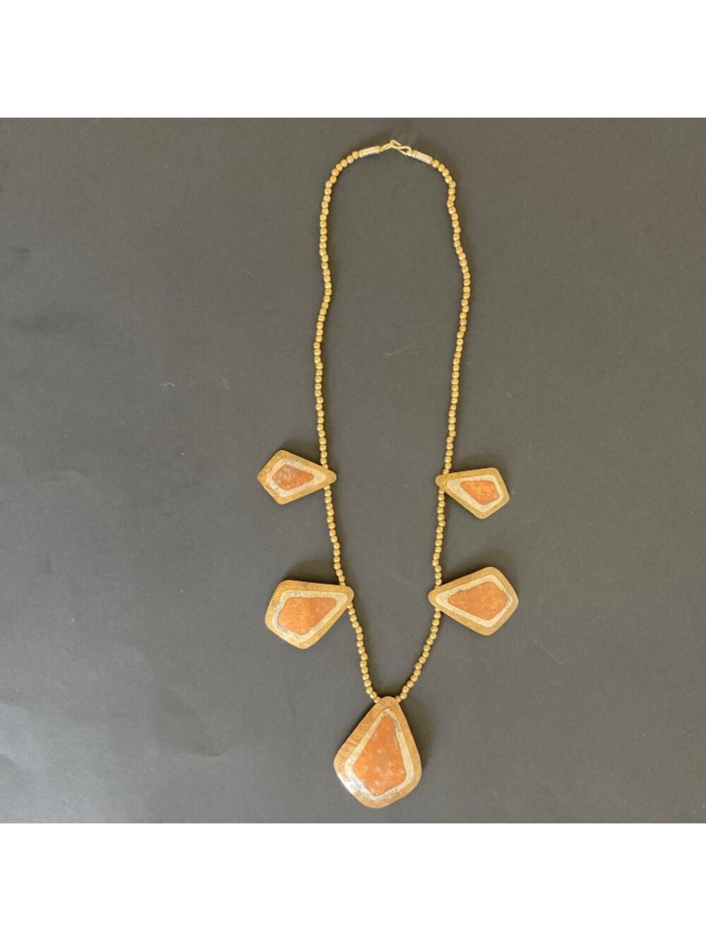 Vintage Copper And Brass Brutalist Statement Necklace